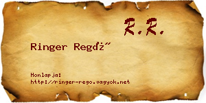 Ringer Regő névjegykártya